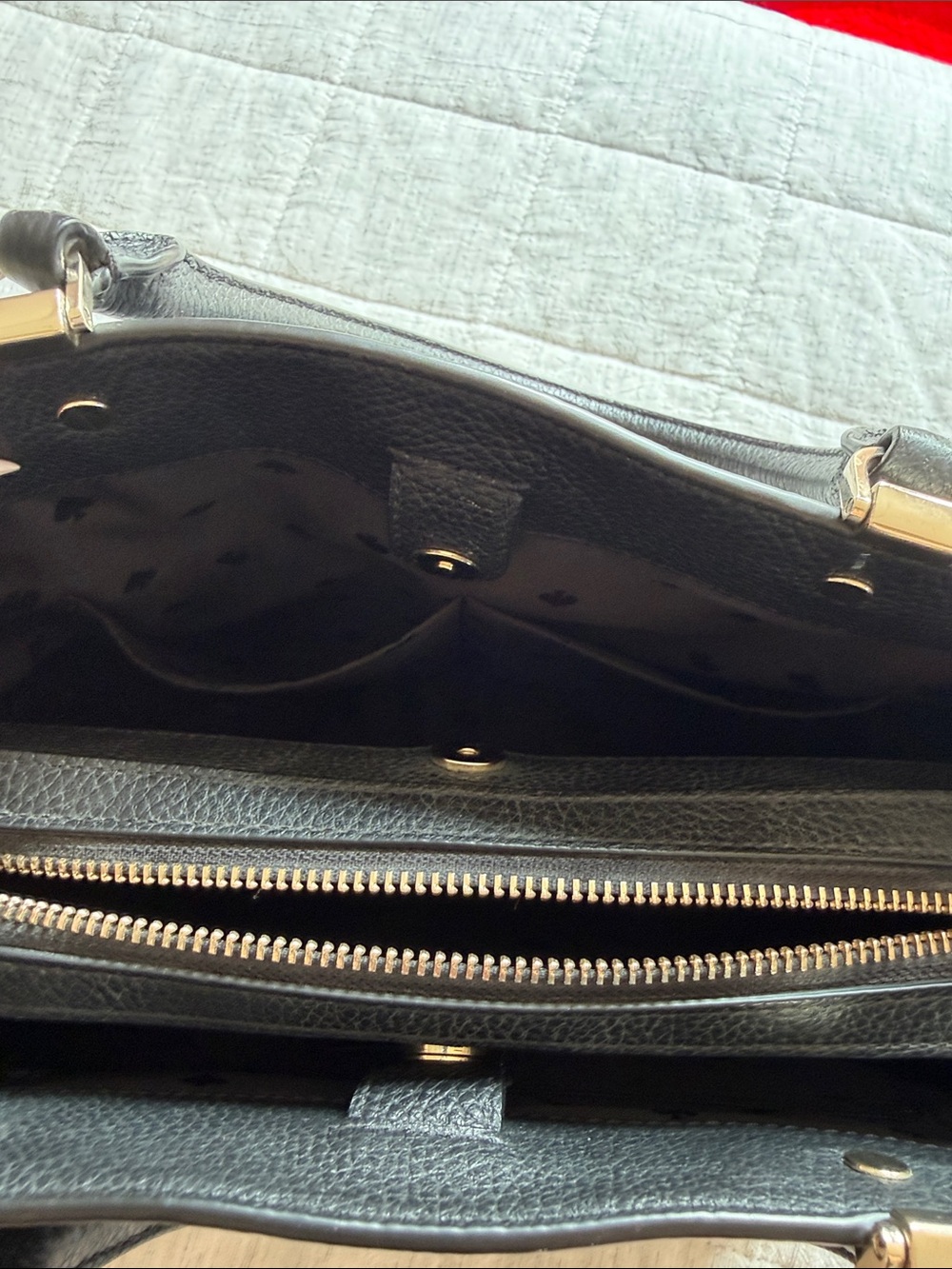 kate spade Black Leather Bag with Gold Hardware and Removable Cross Body Strap - Picture 6 of 9